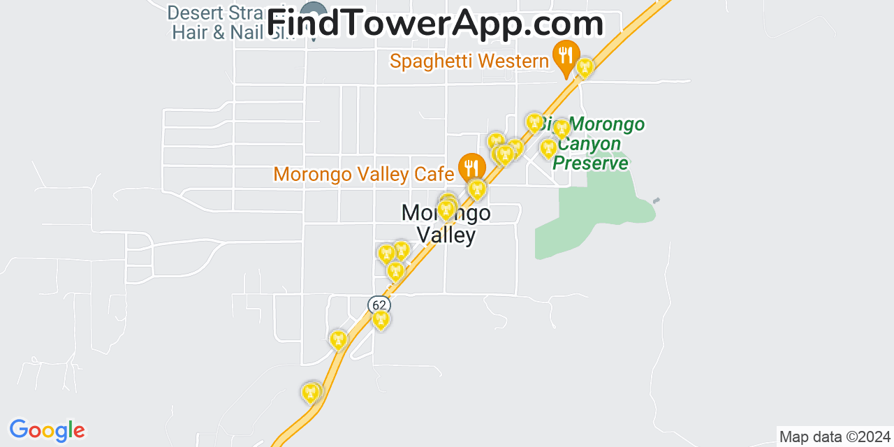 T-Mobile 4G/5G cell tower coverage map Morongo Valley, California