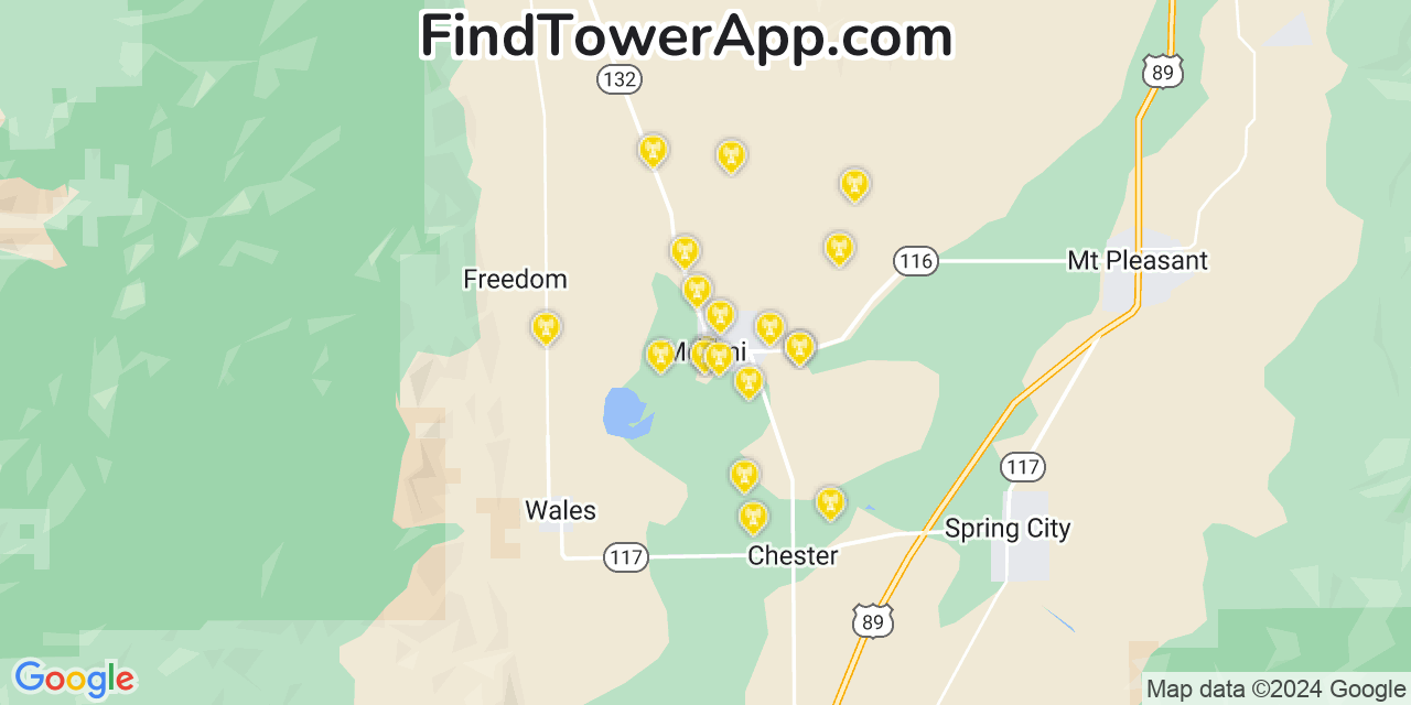 Verizon 4G/5G cell tower coverage map Moroni, Utah