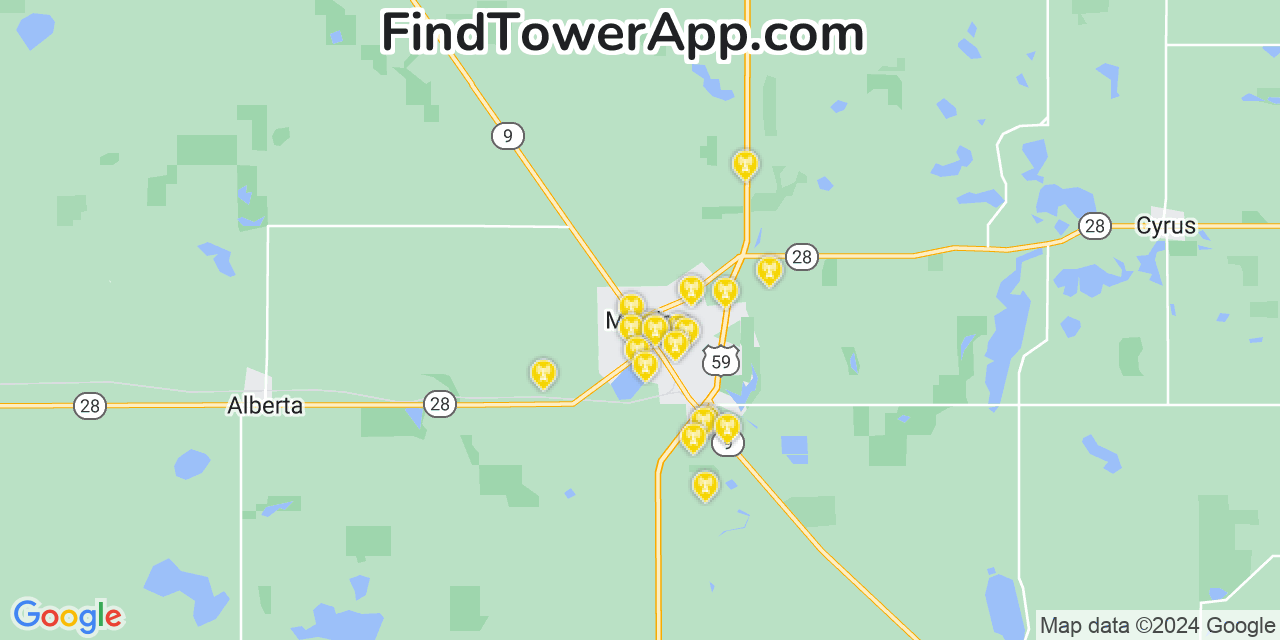 T-Mobile 4G/5G cell tower coverage map Morris, Minnesota