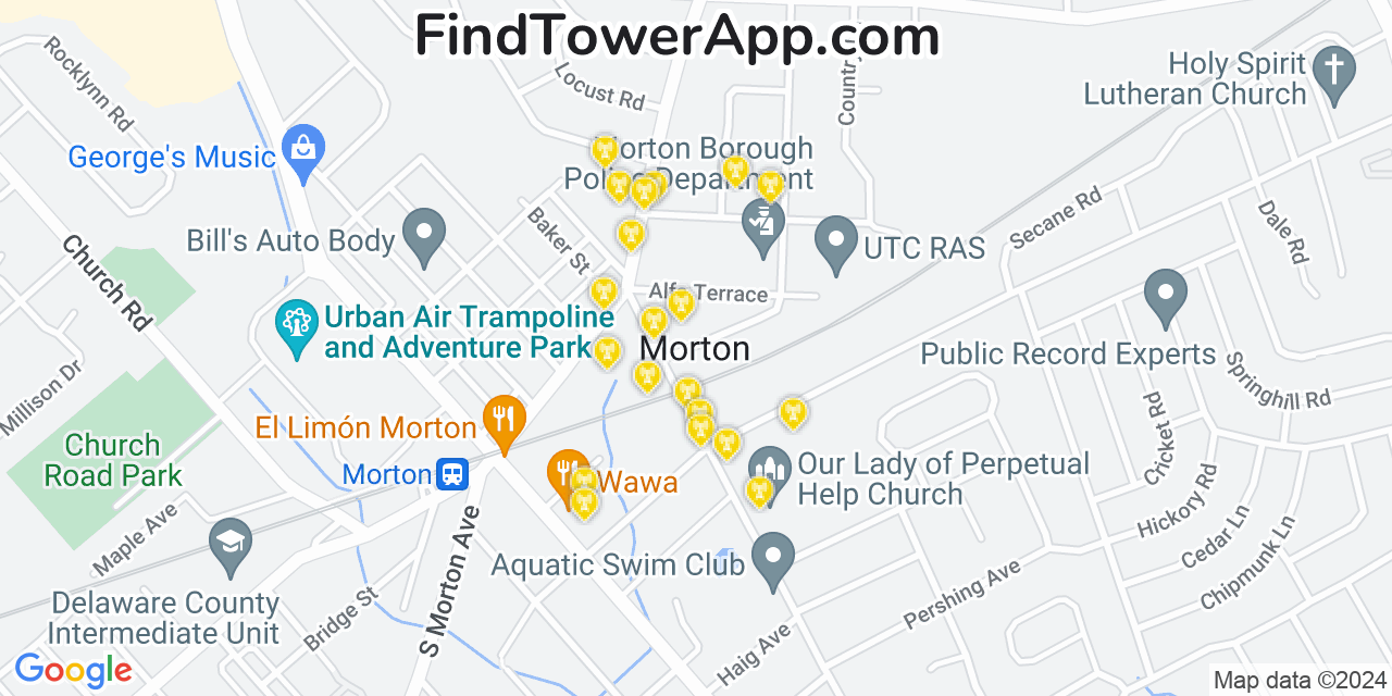 T-Mobile 4G/5G cell tower coverage map Morton, Pennsylvania