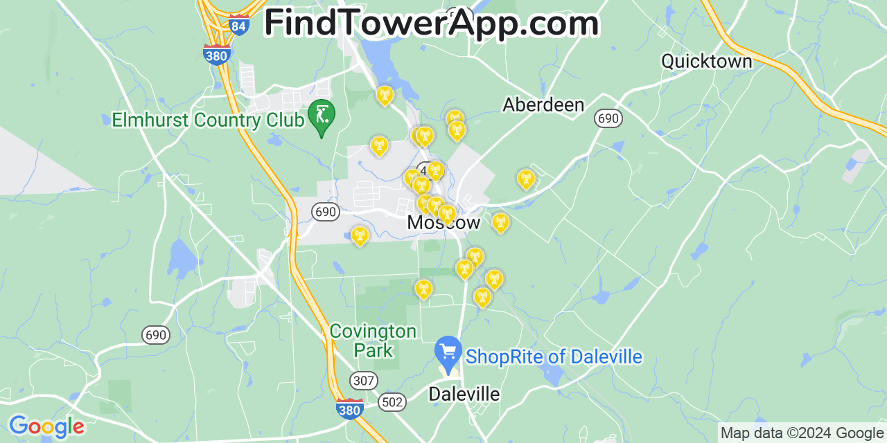 Verizon 4G/5G cell tower coverage map Moscow, Pennsylvania