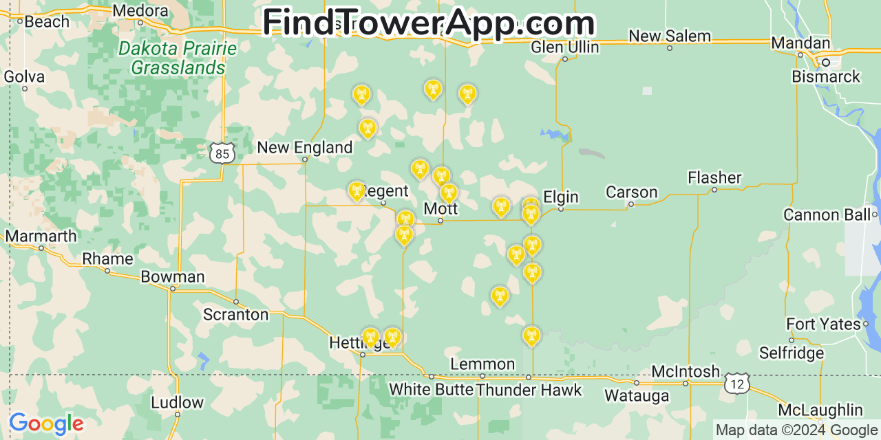 Verizon 4G/5G cell tower coverage map Mott, North Dakota