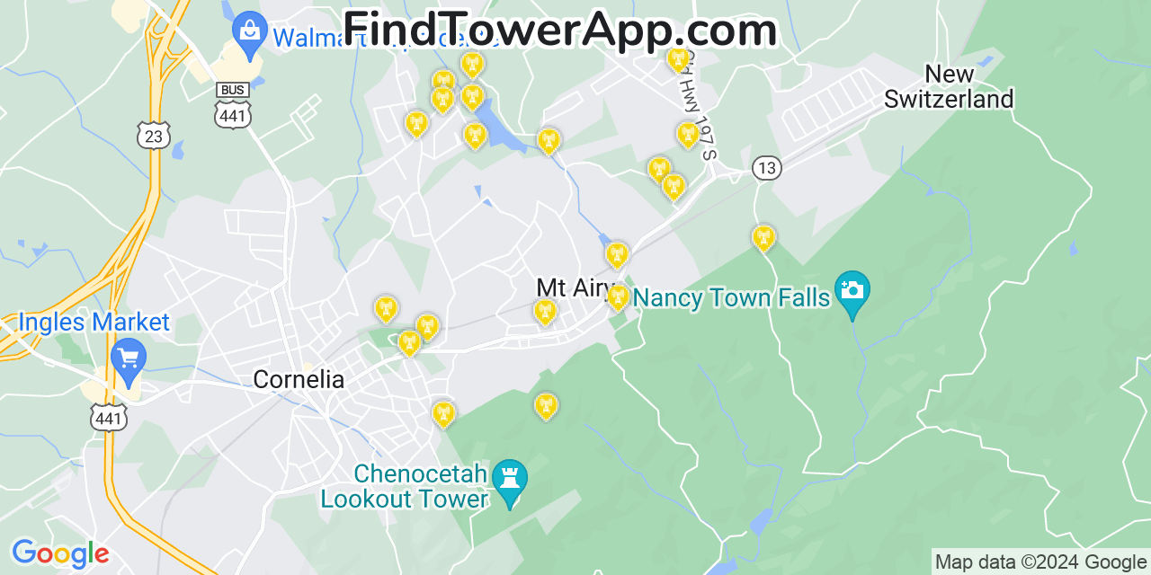 AT&T 4G/5G cell tower coverage map Mount Airy, Georgia