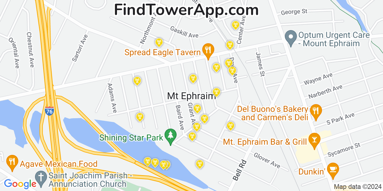 T-Mobile 4G/5G cell tower coverage map Mount Ephraim, New Jersey