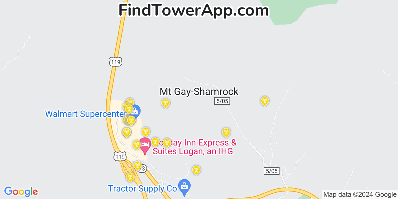 T-Mobile 4G/5G cell tower coverage map Mount Gay Shamrock, West Virginia