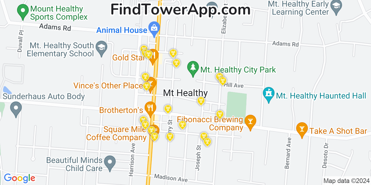 T-Mobile 4G/5G cell tower coverage map Mount Healthy, Ohio