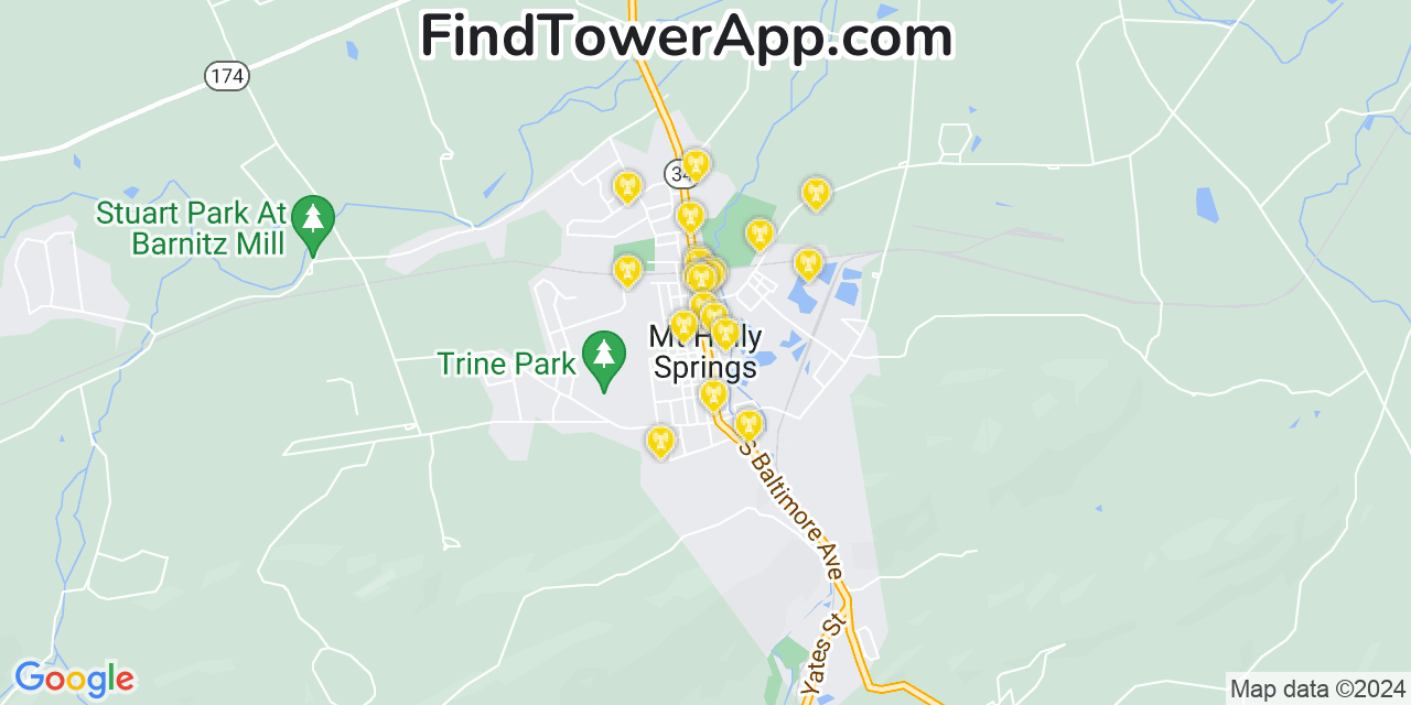 Verizon 4G/5G cell tower coverage map Mount Holly Springs, Pennsylvania