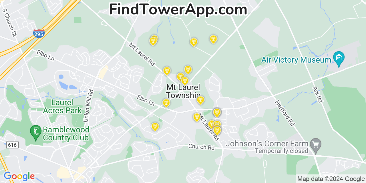 AT&T 4G/5G cell tower coverage map Mount Laurel, New Jersey