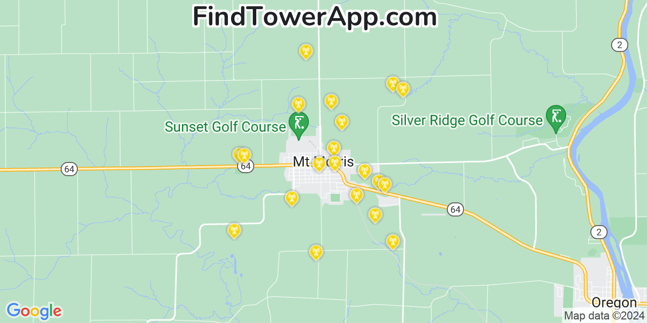 Verizon 4G/5G cell tower coverage map Mount Morris, Illinois