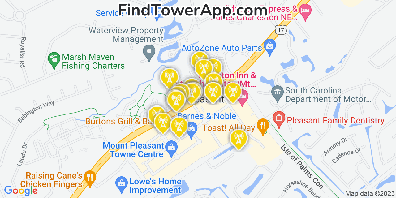 Verizon 4G/5G cell tower coverage map Mount Pleasant, South Carolina