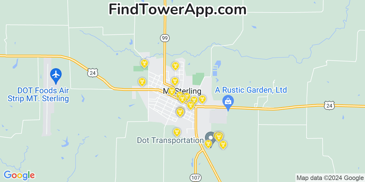 AT&T 4G/5G cell tower coverage map Mount Sterling, Illinois