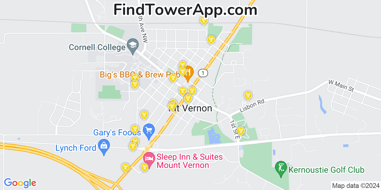 T-Mobile 4G/5G cell tower coverage map Mount Vernon, Iowa