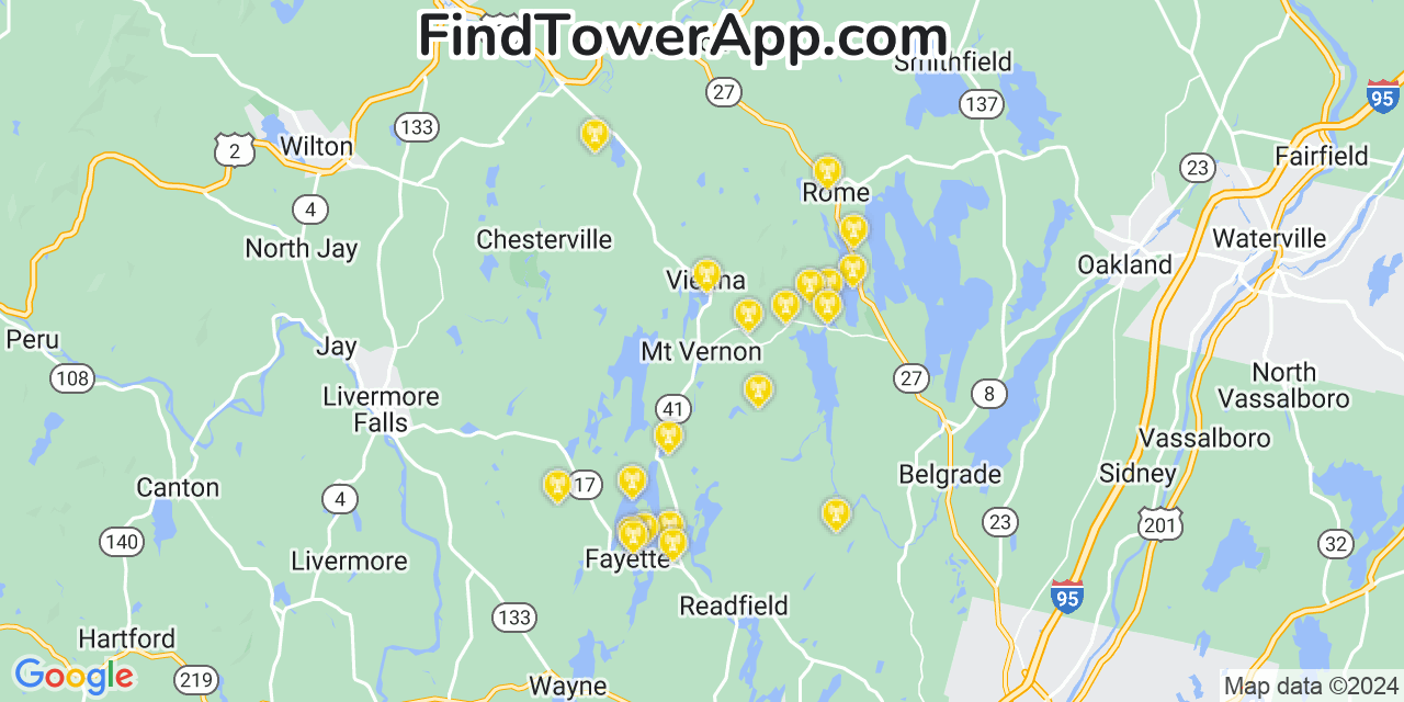 Verizon 4G/5G cell tower coverage map Mount Vernon, Maine