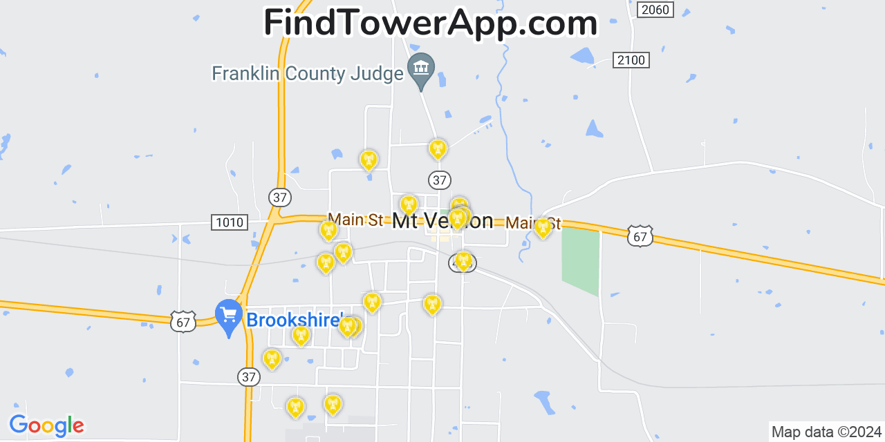 AT&T 4G/5G cell tower coverage map Mount Vernon, Texas