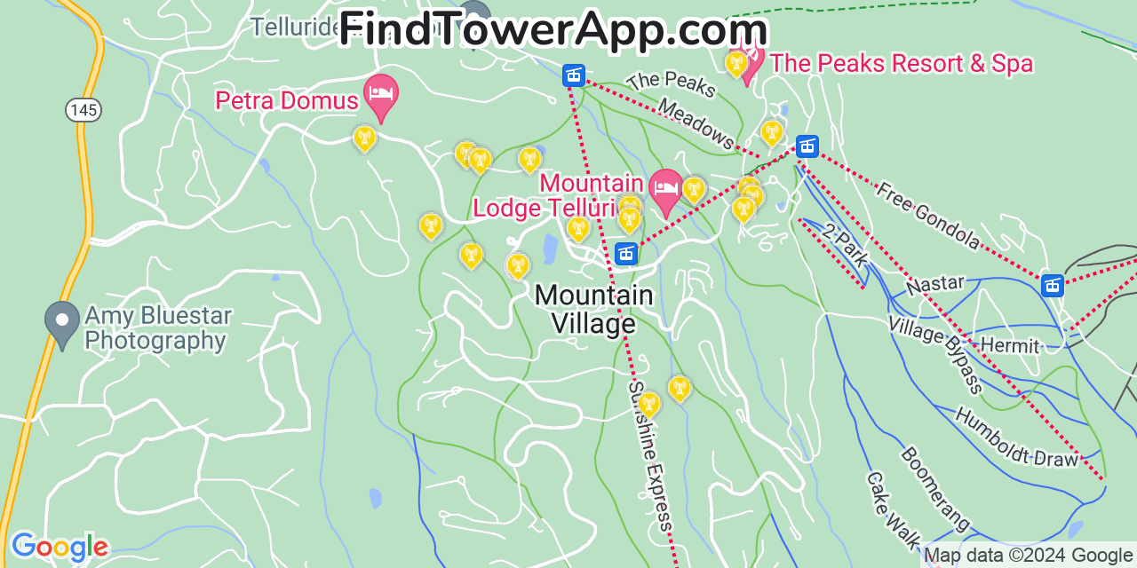 Verizon 4G/5G cell tower coverage map Mountain Village, Colorado