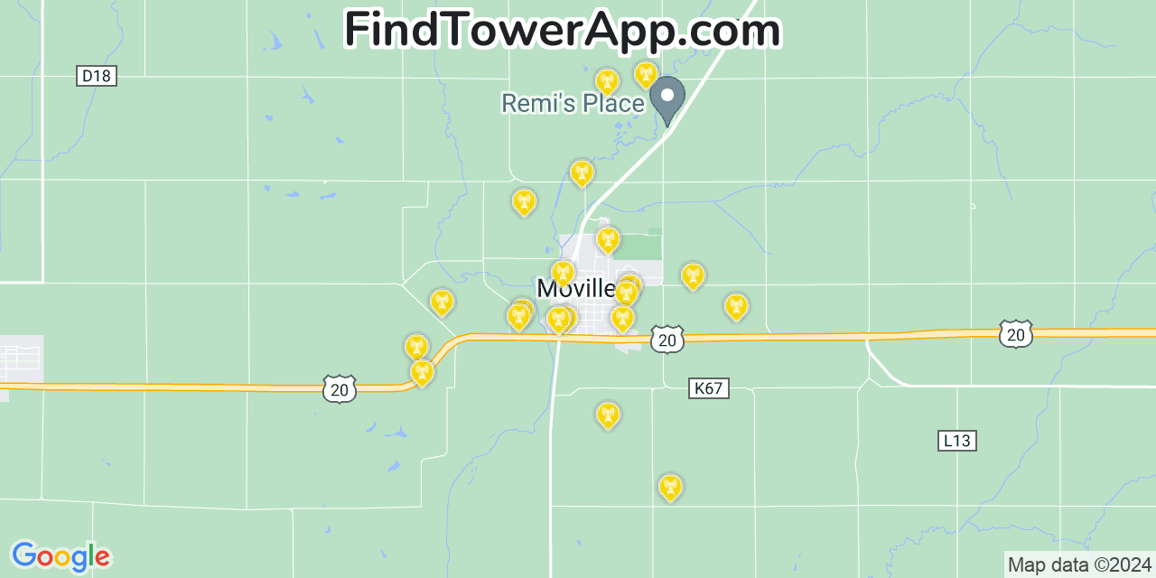 AT&T 4G/5G cell tower coverage map Moville, Iowa