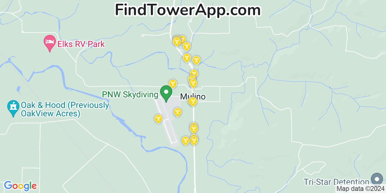 AT&T 4G/5G cell tower coverage map Mulino, Oregon