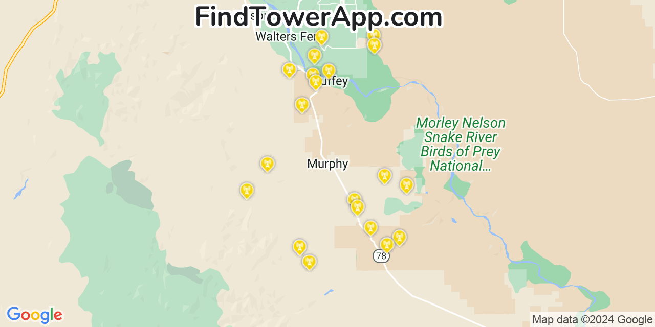 AT&T 4G/5G cell tower coverage map Murphy, Idaho