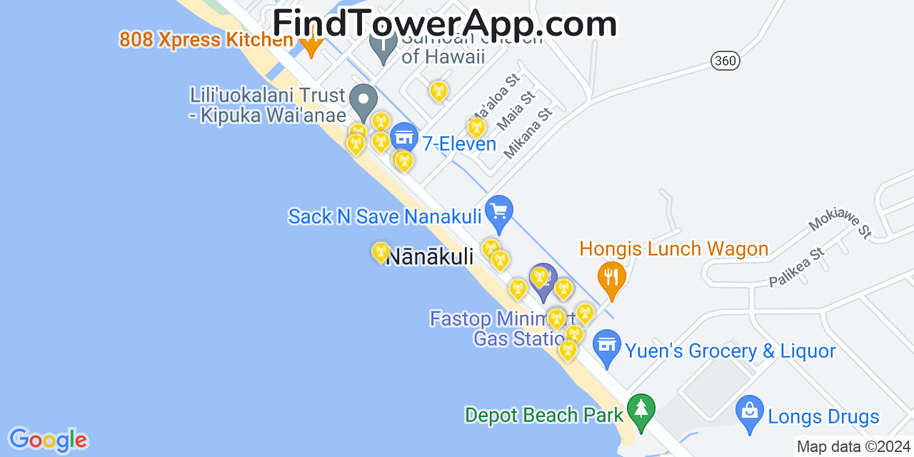 Verizon 4G/5G cell tower coverage map Nānākuli, Hawaii