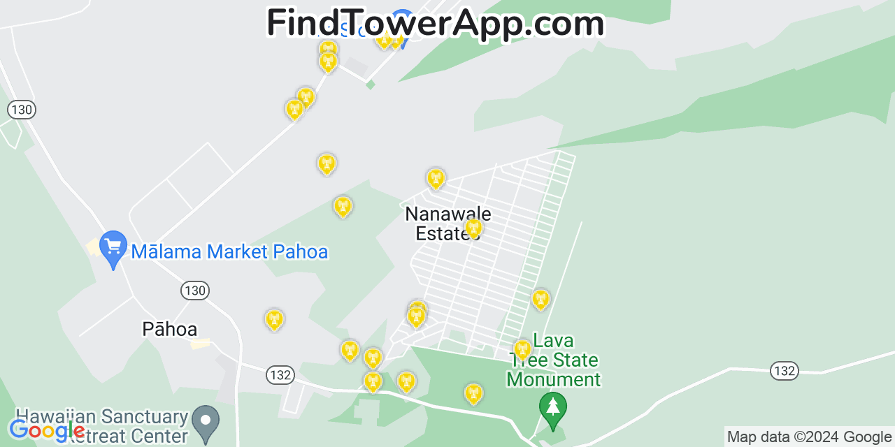 Verizon 4G/5G cell tower coverage map Nanawale Estates, Hawaii