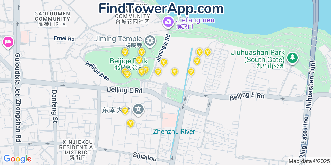Nanjing Cell Towers, China - FindTower App Coverage Maps