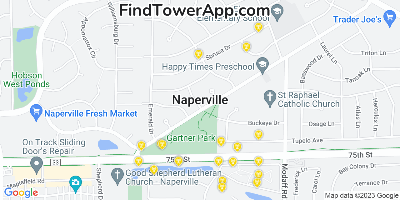 T-Mobile 4G/5G cell tower coverage map Naperville, Illinois