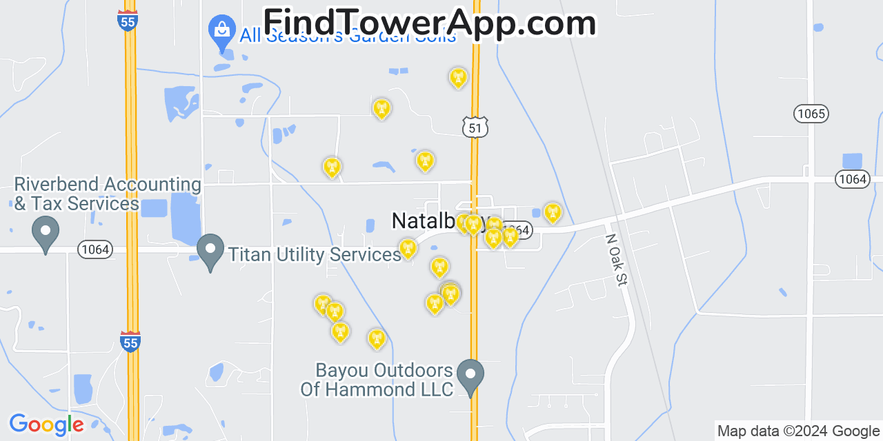 AT&T 4G/5G cell tower coverage map Natalbany, Louisiana