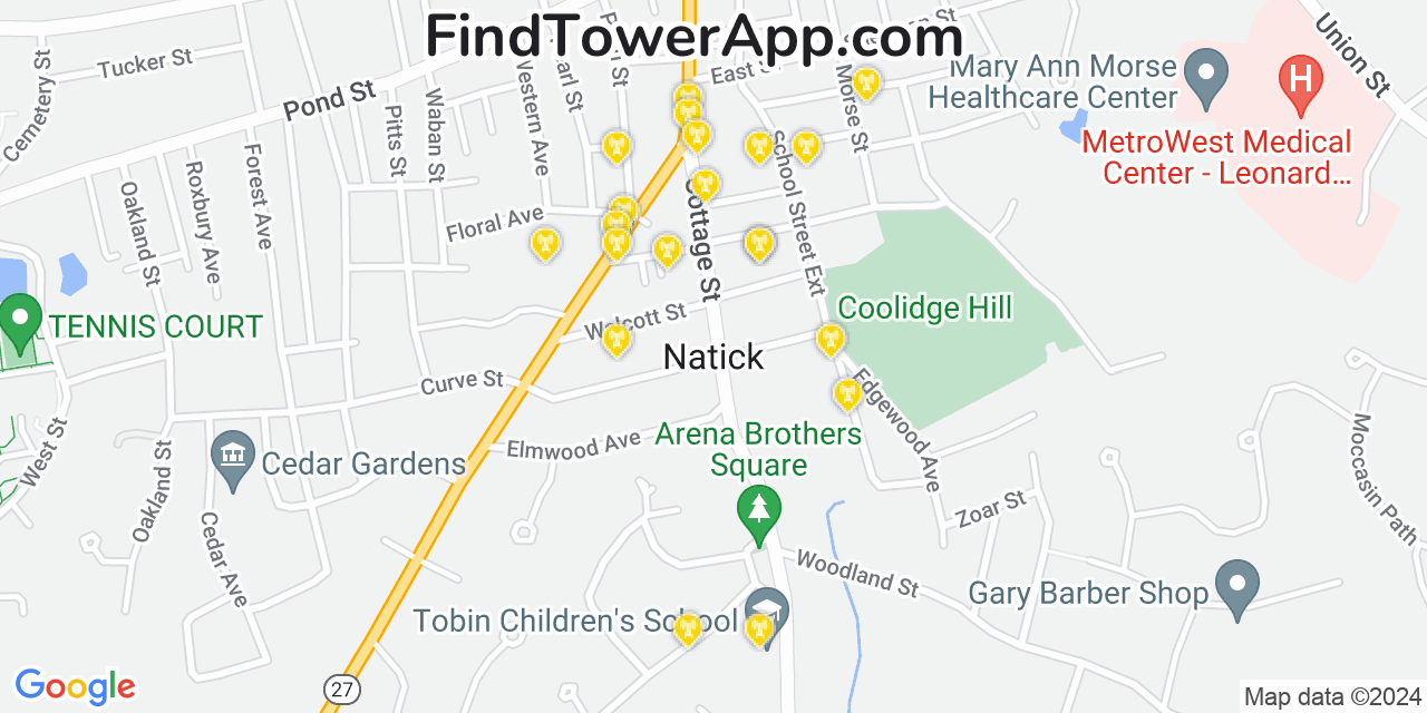 T-Mobile 4G/5G cell tower coverage map Natick, Massachusetts