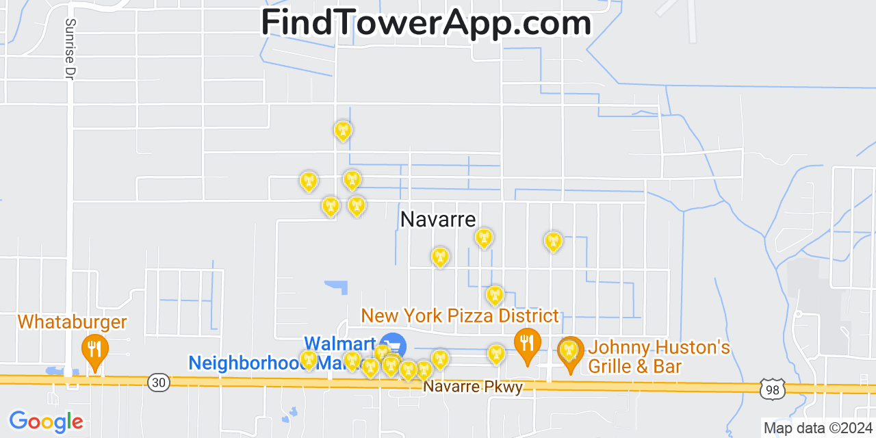 AT&T 4G/5G cell tower coverage map Navarre, Florida