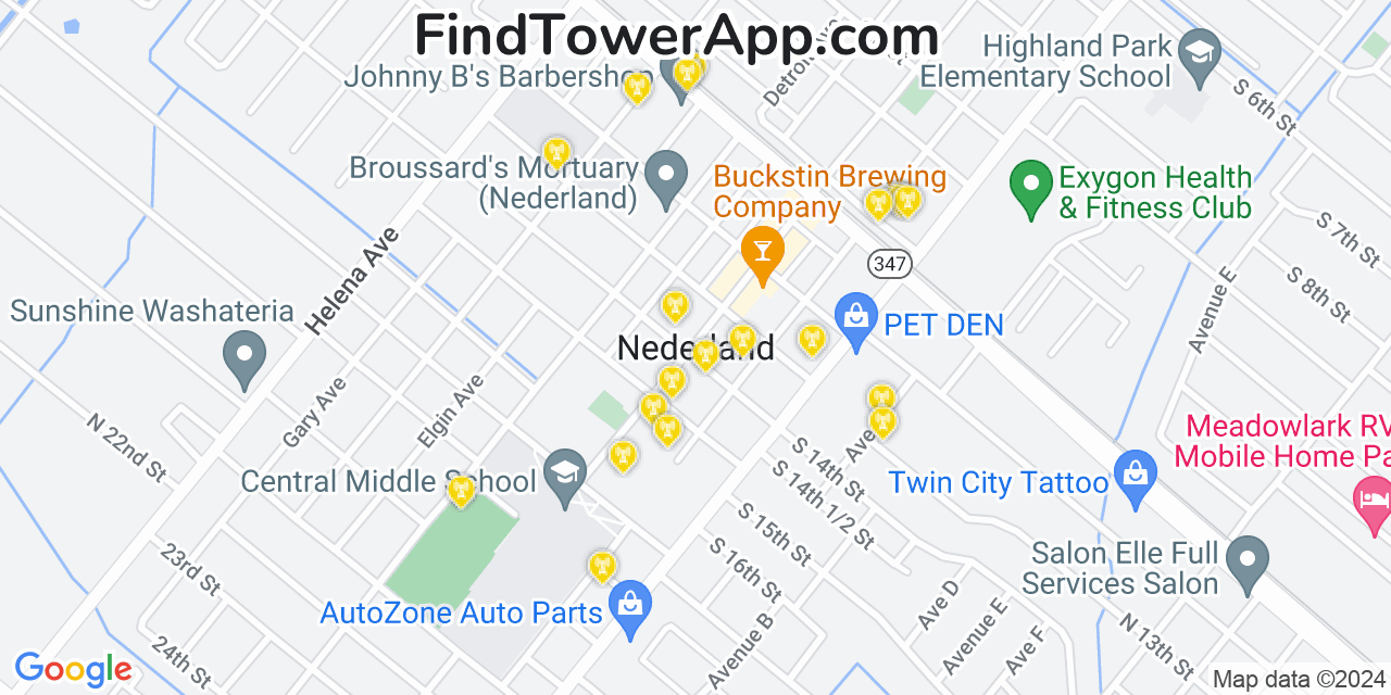 AT&T 4G/5G cell tower coverage map Nederland, Texas