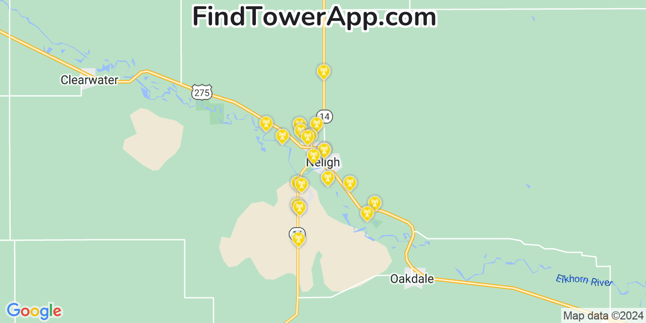 Verizon 4G/5G cell tower coverage map Neligh, Nebraska