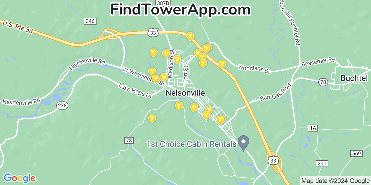 Verizon 4G/5G cell tower coverage map Nelsonville, Ohio