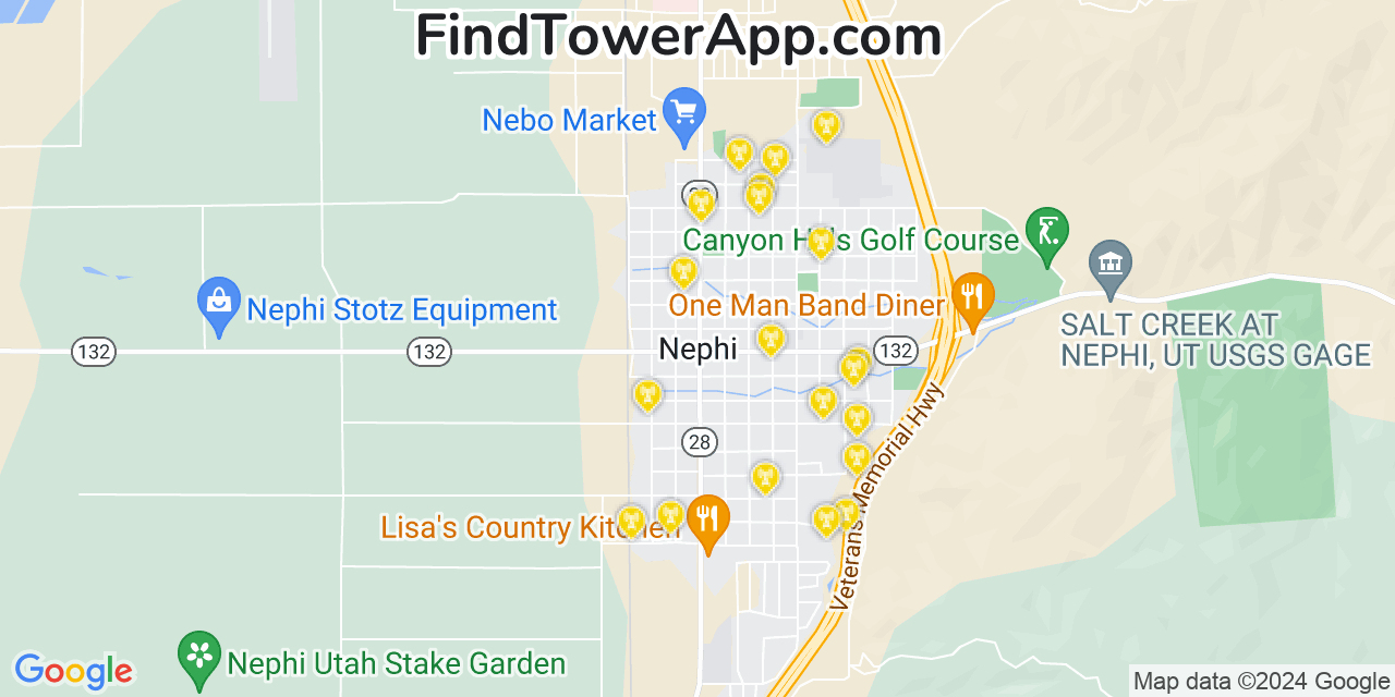 T-Mobile 4G/5G cell tower coverage map Nephi, Utah