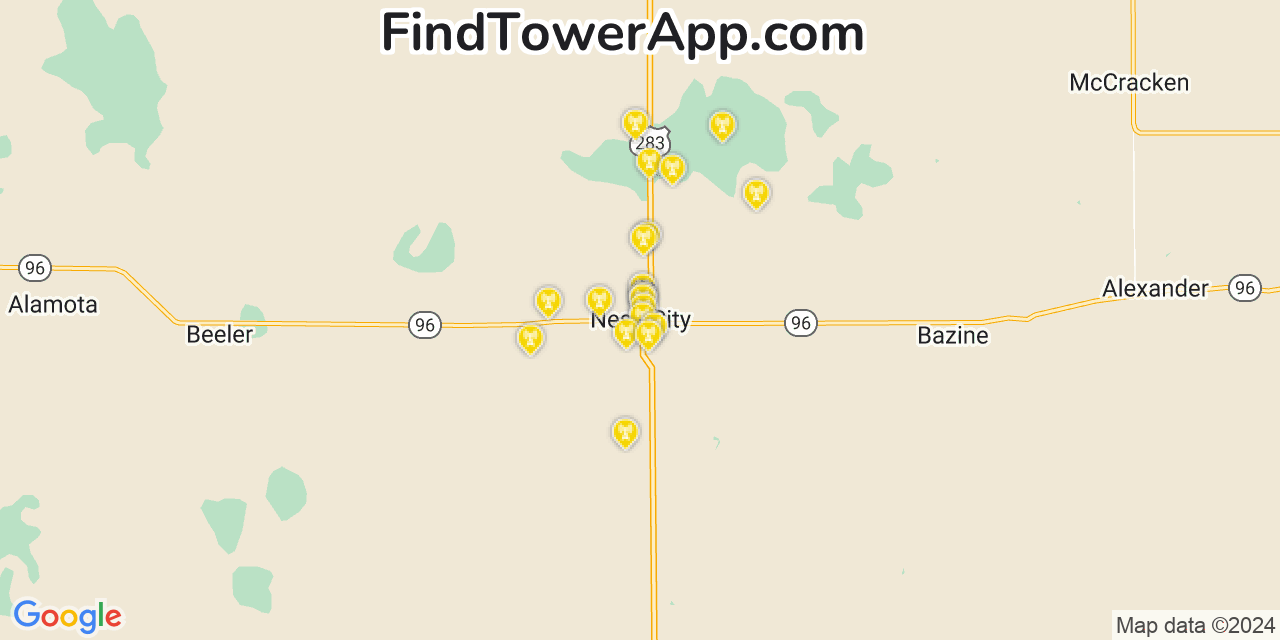 T-Mobile 4G/5G cell tower coverage map Ness City, Kansas