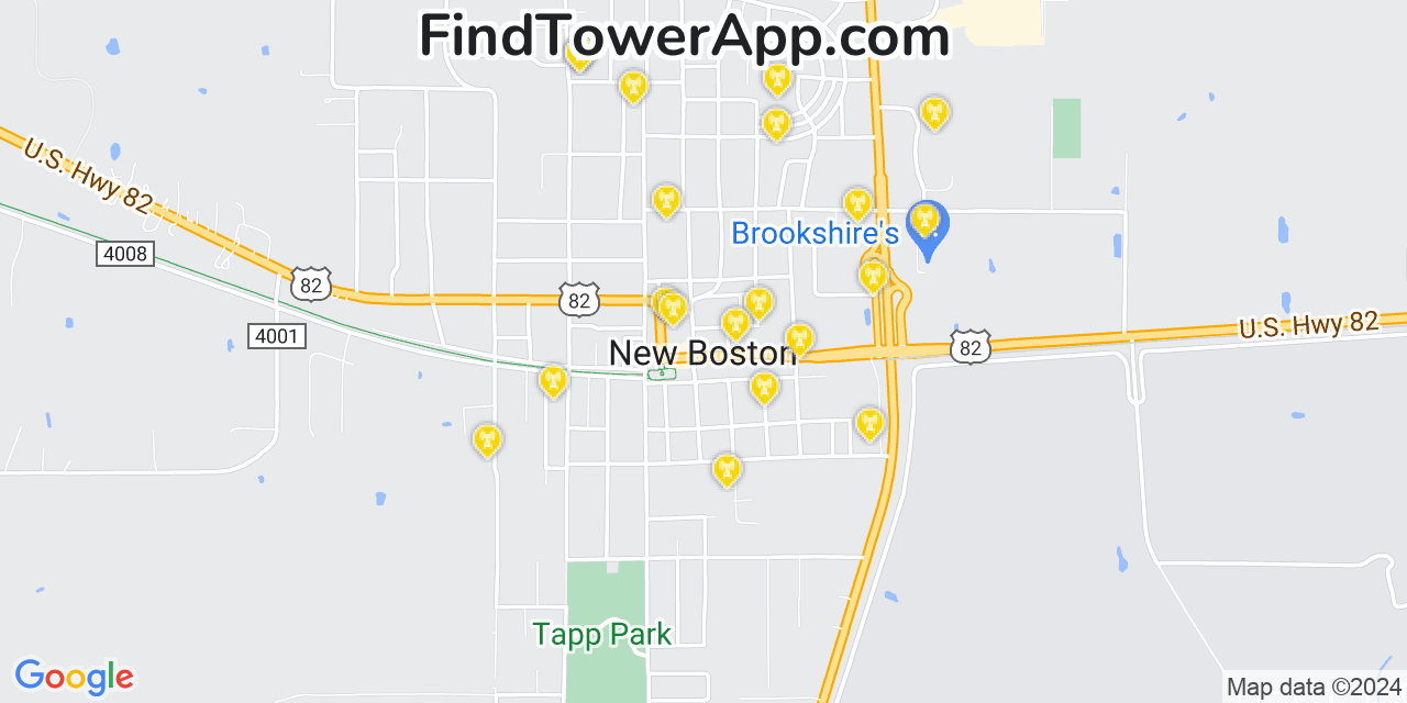 AT&T 4G/5G cell tower coverage map New Boston, Texas