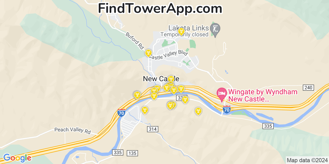 Verizon 4G/5G cell tower coverage map New Castle, Colorado