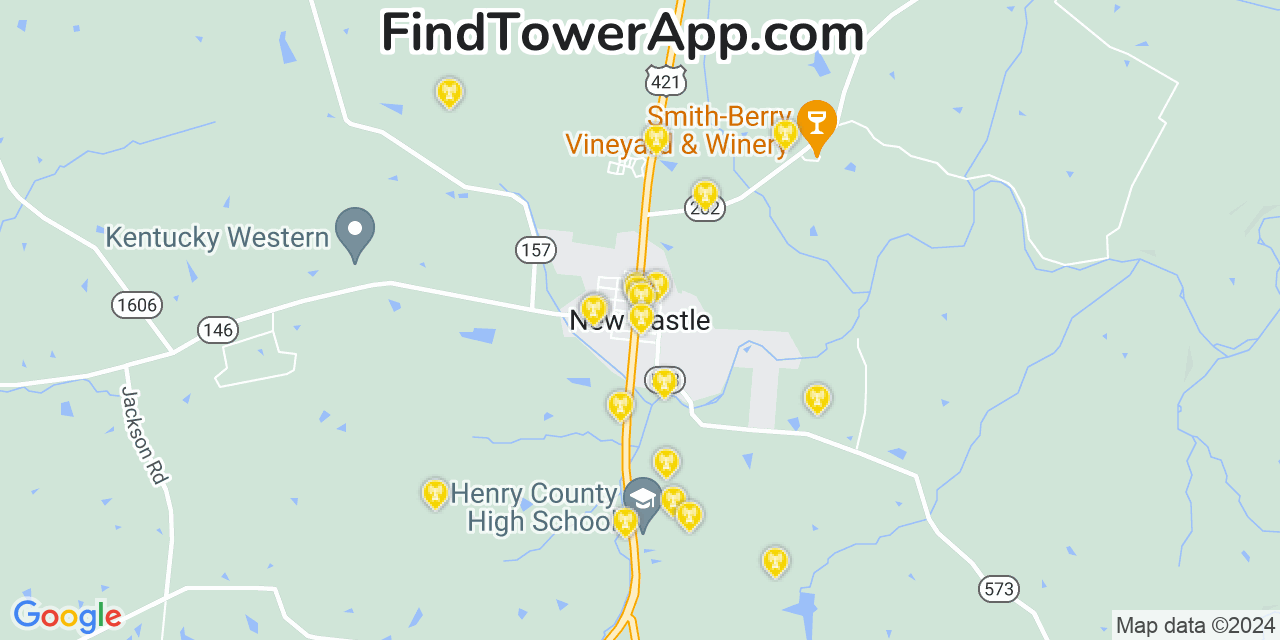 Verizon 4G/5G cell tower coverage map New Castle, Kentucky