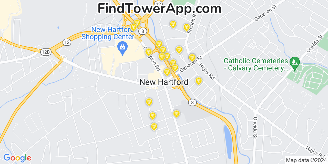 Verizon 4G/5G cell tower coverage map New Hartford, New York