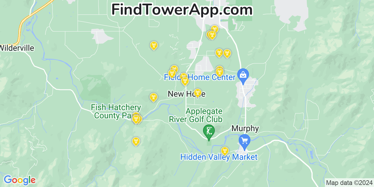 Verizon 4G/5G cell tower coverage map New Hope, Oregon