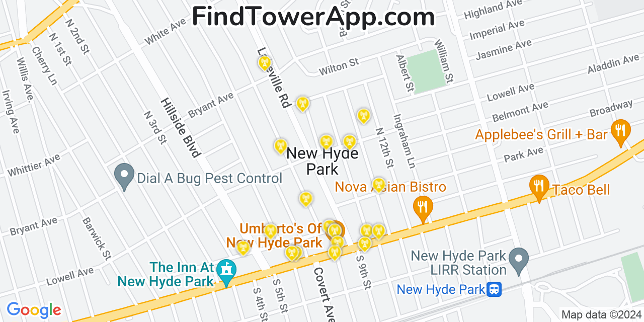 AT&T 4G/5G cell tower coverage map New Hyde Park, New York