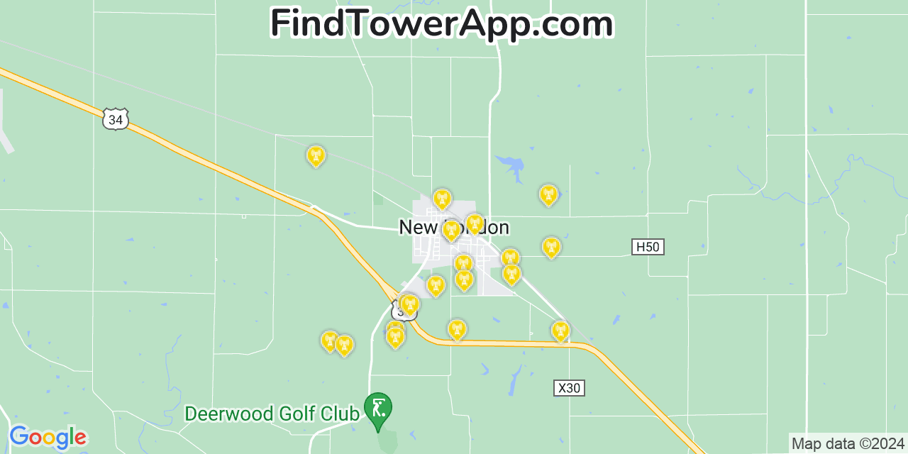 T-Mobile 4G/5G cell tower coverage map New London, Iowa