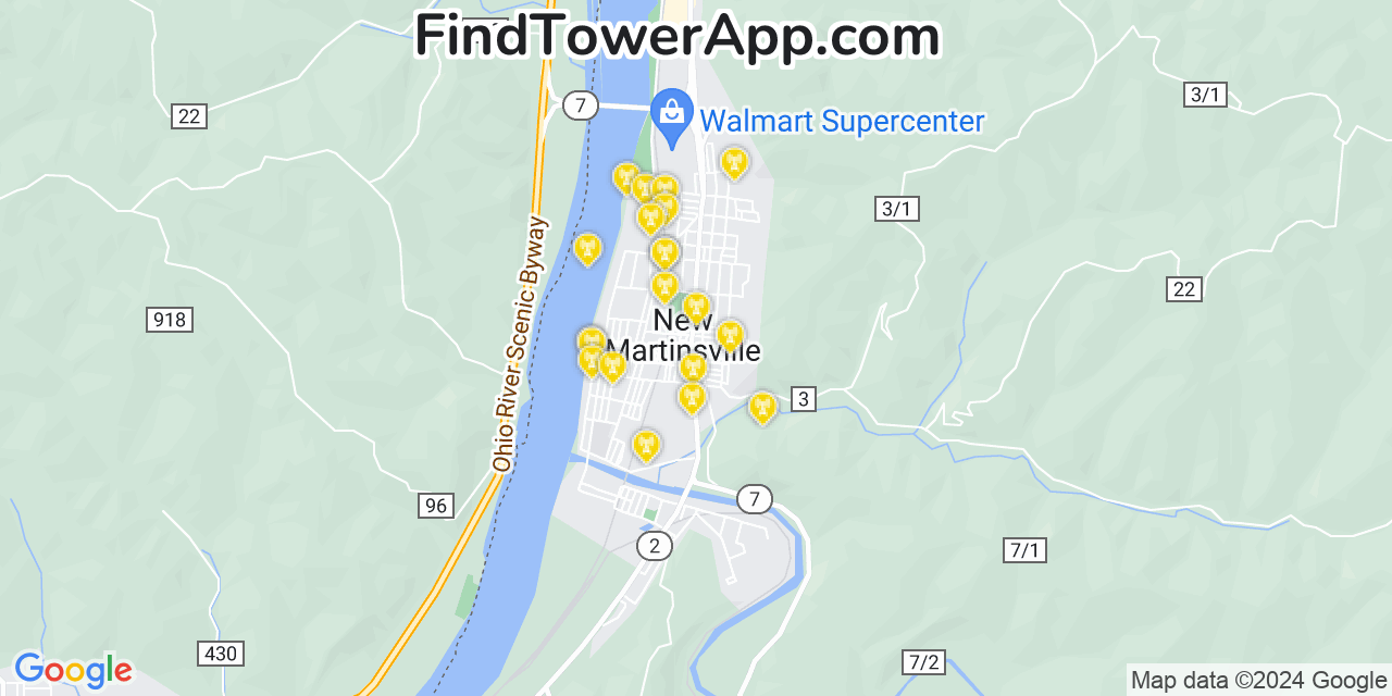 Verizon 4G/5G cell tower coverage map New Martinsville, West Virginia