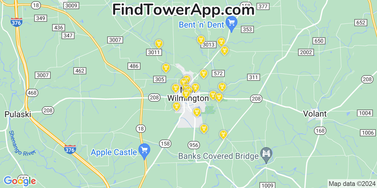 Verizon 4G/5G cell tower coverage map New Wilmington, Pennsylvania