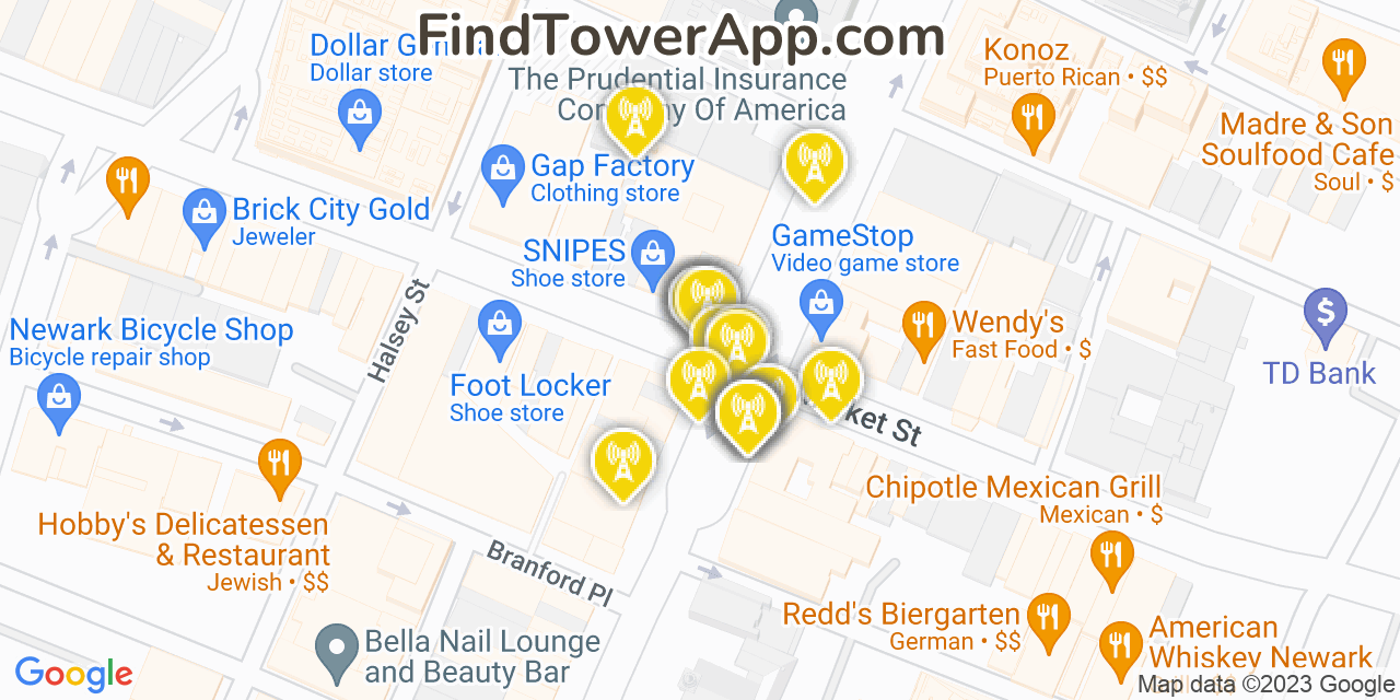 Verizon 4G/5G cell tower coverage map Newark, New Jersey