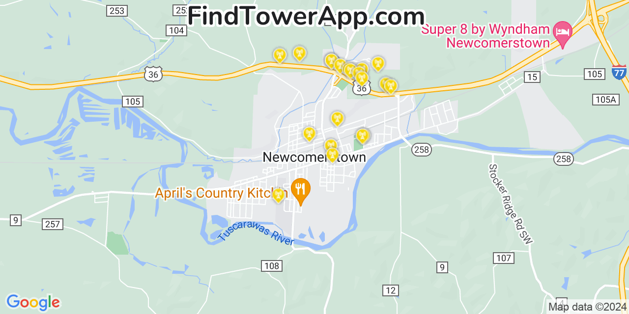 T-Mobile 4G/5G cell tower coverage map Newcomerstown, Ohio