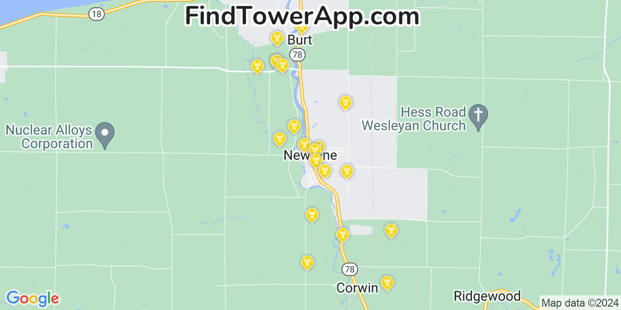 T-Mobile 4G/5G cell tower coverage map Newfane, New York