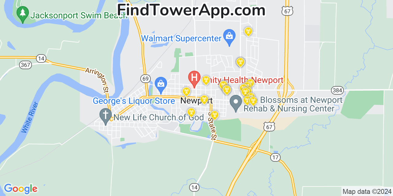 Verizon 4G/5G cell tower coverage map Newport, Arkansas