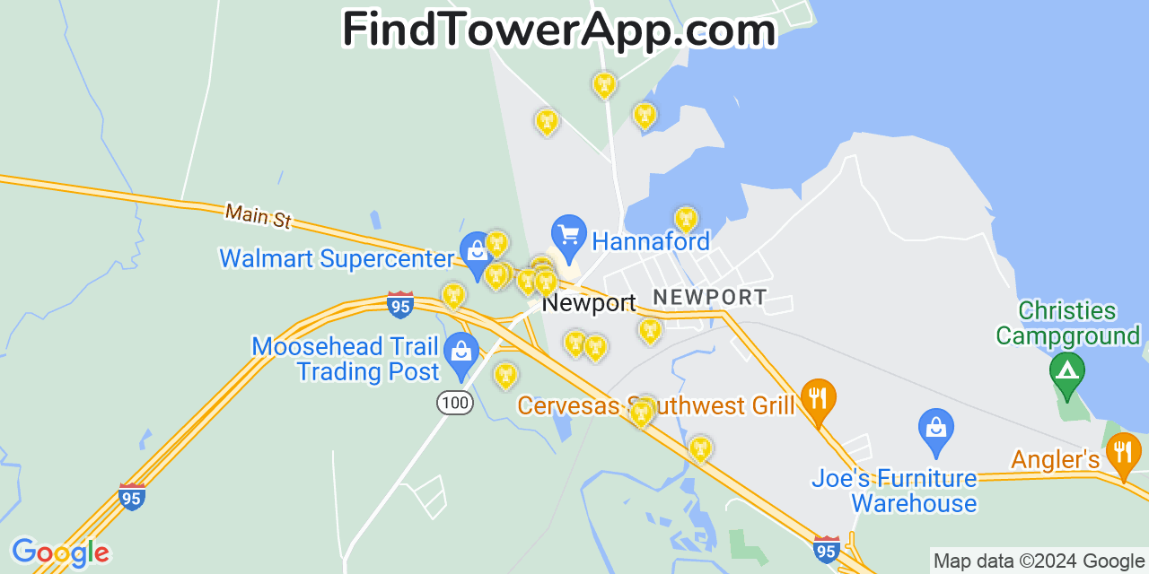 AT&T 4G/5G cell tower coverage map Newport, Maine