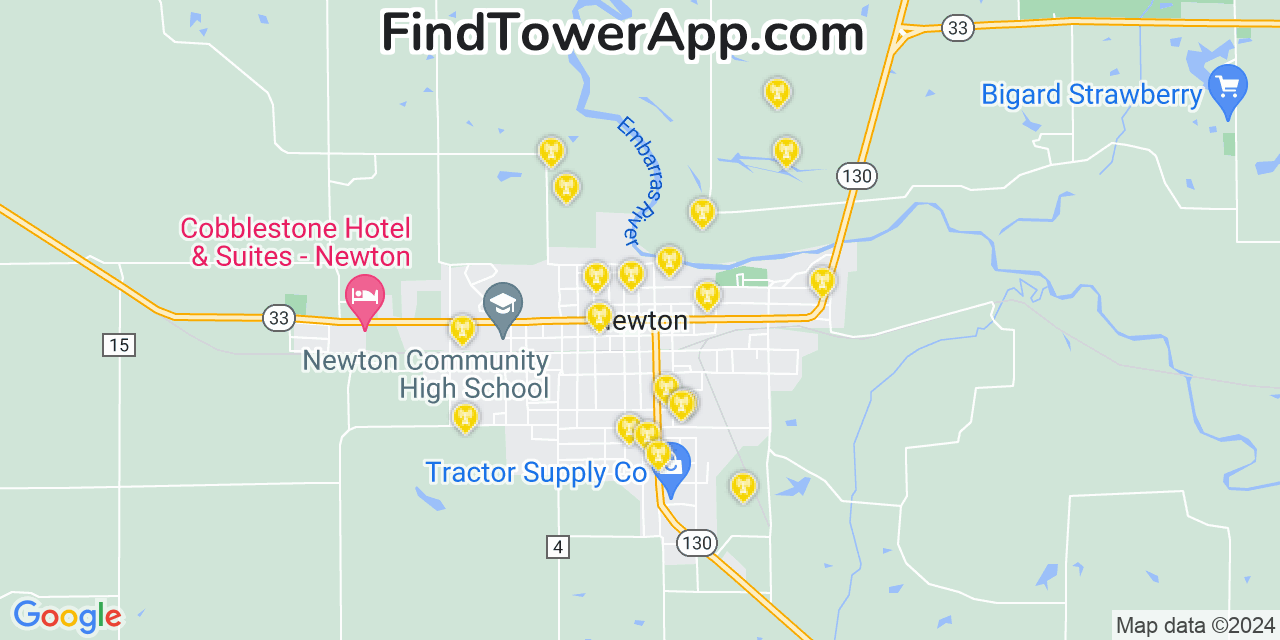 T-Mobile 4G/5G cell tower coverage map Newton, Illinois