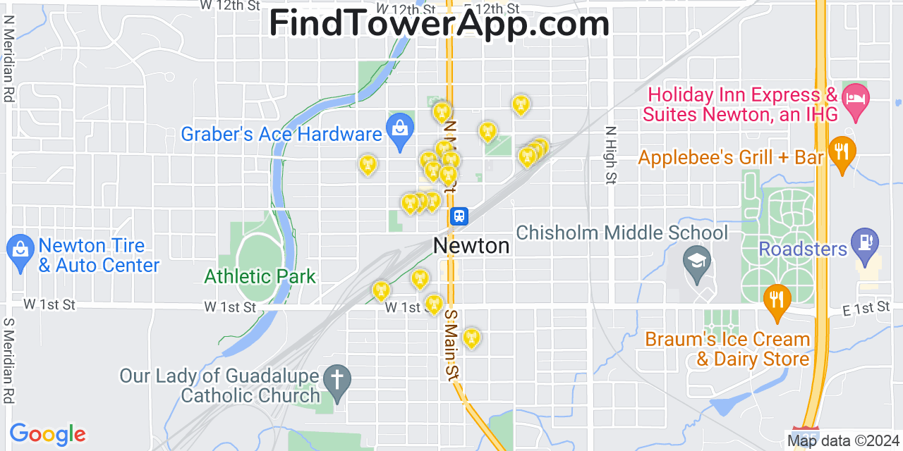 Verizon 4G/5G cell tower coverage map Newton, Kansas